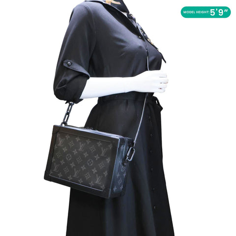 LOUIS VUITTON Soft Trunk Monogram Eclipse Canvas Shoulder Bag Black