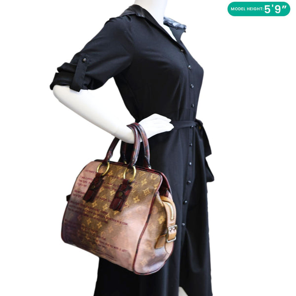 LOUIS VUITTON Richard Prince Graduate Jokes Monogram Canvas Satchel Bag Pink