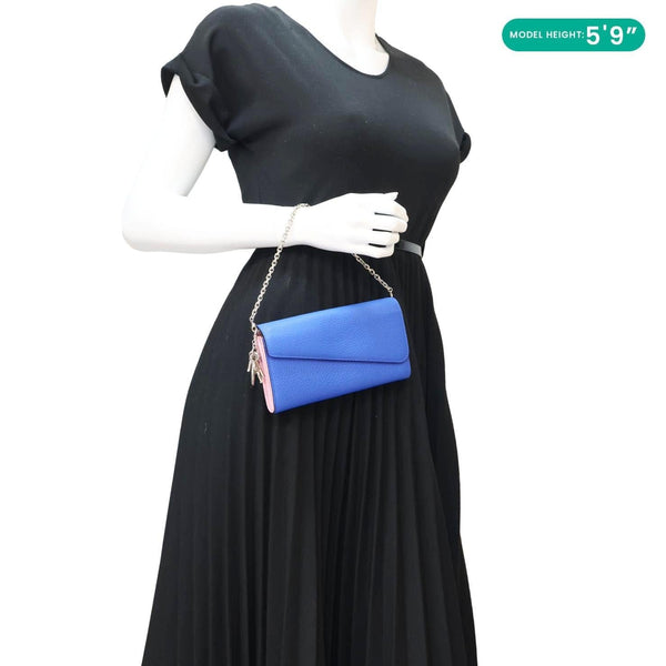 Christian Dior Diorissimo Leather Blue Long Wallet - Model Carrying