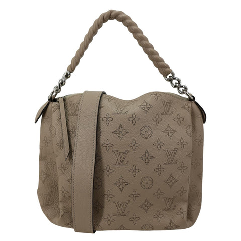 LOUIS VUITTON Babylone Mahina  Perforated Leather Shoulder Bag Galet