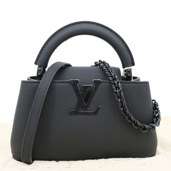 LOUIS VUITTON Capucines East-West Mini Matte Taurillon Leather Crossbody Bag Black