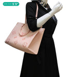 LOUIS VUITTON Onthego MM Giant Monogram Empreinte Leather Tote Bag Pink