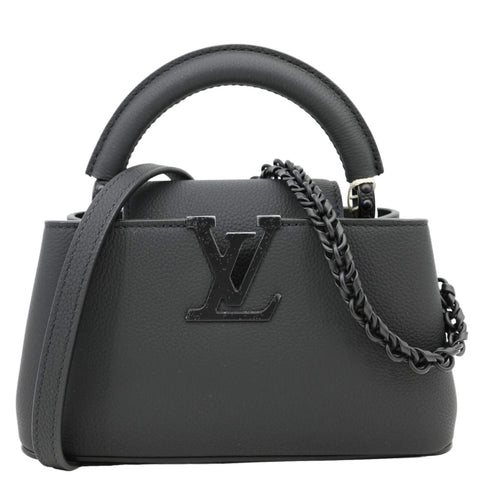 LOUIS VUITTON Capucines East-West Mini Matte Taurillon Leather Crossbody Bag Black