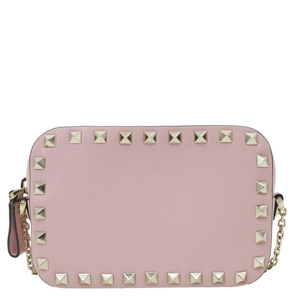 VALENTINO Rockstud Small Calfskin Leather Chain Camera Crossbody Bag Light Pink