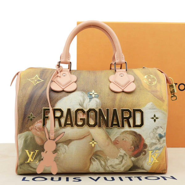 LOUIS VUITTON  Speedy 30 Fragonard Coated Canvas Satchel Bag Pink