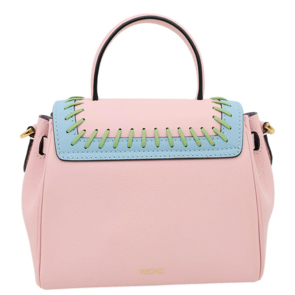 VERSACE La Medusa Whipstitch Calfskin Leather Top Handle Shoulder Bag Pink