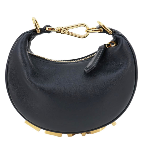 FENDI Fendigraphy Leather Hobo Bag Black