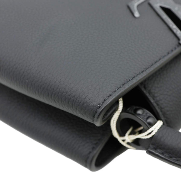 LOUIS VUITTON Capucines East-West Mini Matte Taurillon Leather Crossbody Bag Black