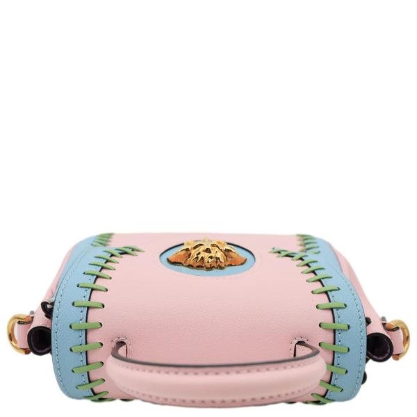 VERSACE La Medusa Whipstitch Calfskin Leather Top Handle Shoulder Bag Pink
