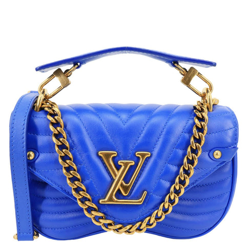 LOUIS VUITTON New Wave PM Calfskin Leather Chain Crossbody Bag Blue