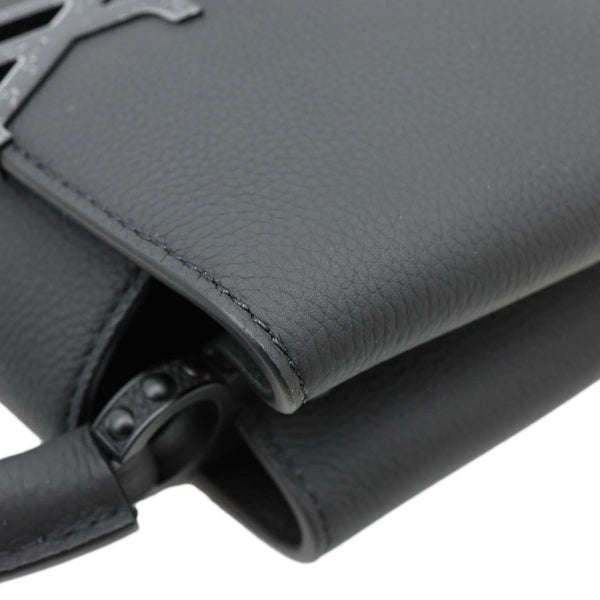 LOUIS VUITTON Capucines East-West Mini Matte Taurillon Leather Crossbody Bag Black