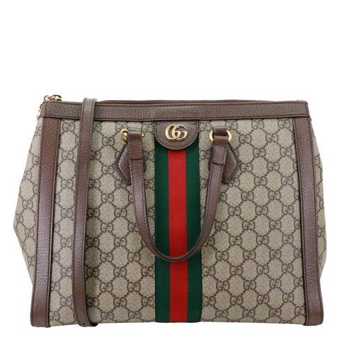 GUCCI Ophidia Medium GG Supreme Tote Shoulder Bag Beige 524537