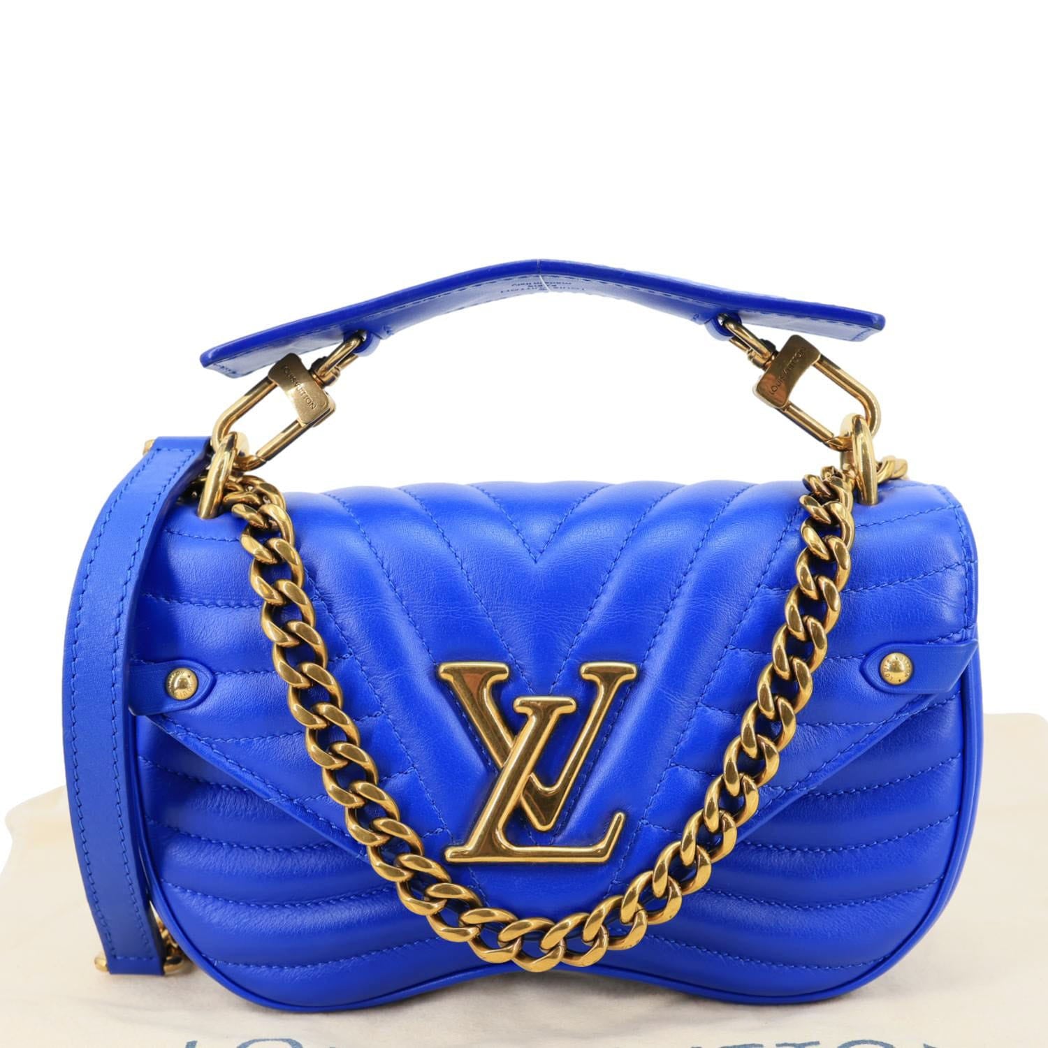 LOUIS VUITTON New Wave PM Calfskin Leather Chain Crossbody Bag Blue