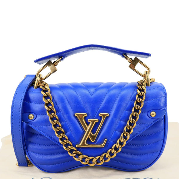LOUIS VUITTON New Wave PM Calfskin Leather Chain Crossbody Bag Blue