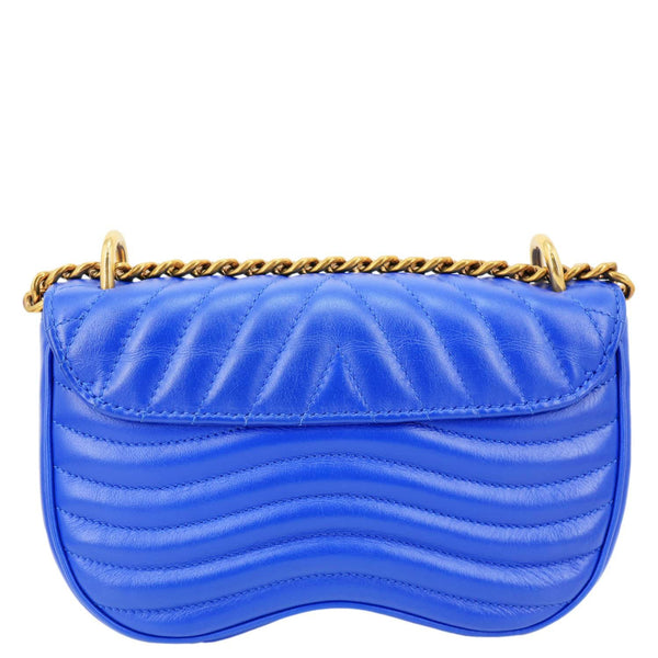 LOUIS VUITTON New Wave PM Calfskin Leather Chain Crossbody Bag Blue
