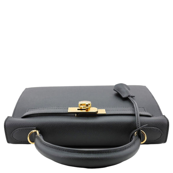 HERMES Kelly 28 Sellier II Epsom Leather Shoulder Bag Black