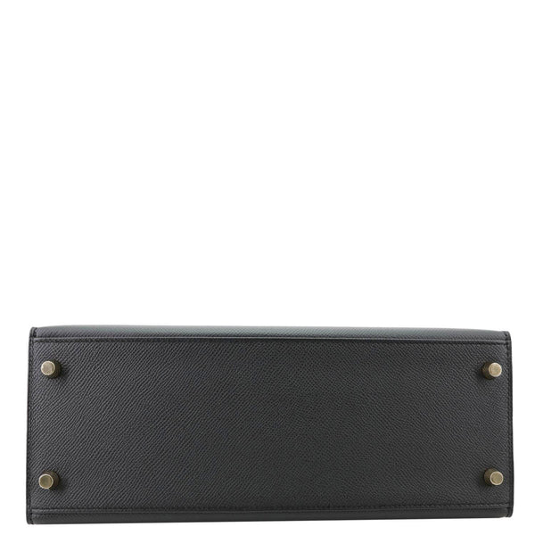 HERMES Kelly 28 Sellier II Epsom Leather Shoulder Bag Black