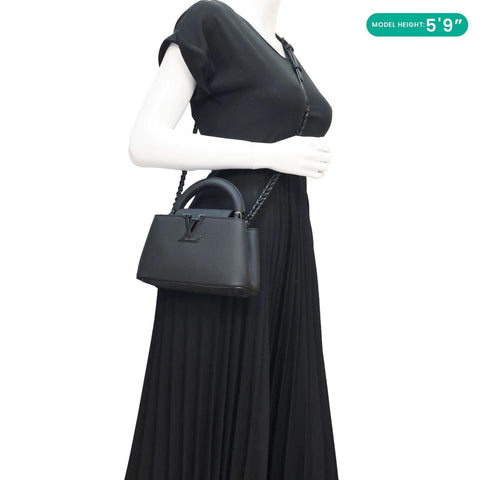 Louis Vuitton Capucines East-West Mini Black Crossbody Bag - Model Carrying