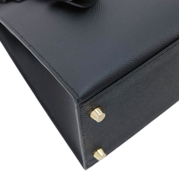 HERMES Kelly 28 Sellier II Epsom Leather Shoulder Bag Black