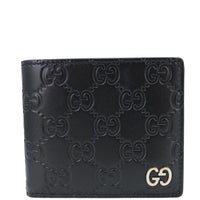 GUCCI GG Signature Leather Bifold Men's Wallet Black 473916