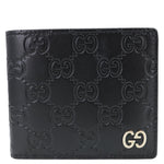 GUCCI GG Signature Leather Bifold Men's Wallet Black 473916