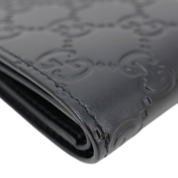 GUCCI GG Signature Leather Bifold Men's Wallet Black 473916