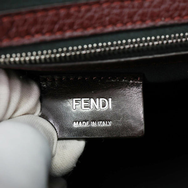 FENDI Peekaboo ISEEU Forty8 Leather Satchel Bag Burgundy