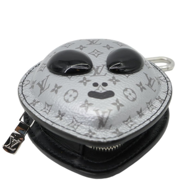 LOUIS VUITTON Alien Monogram Leather Bag Charm Silver