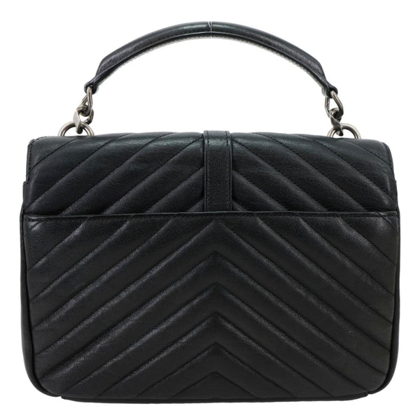 YVES SAINT LAURENT Medium Matelasse Chevron Leather Patchwork College Bag Black