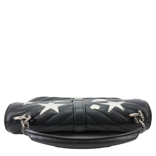 YVES SAINT LAURENT Medium Matelasse Chevron Leather Patchwork College Bag Black