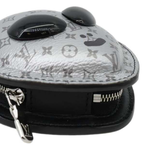 LOUIS VUITTON Alien Monogram Leather Bag Charm Silver