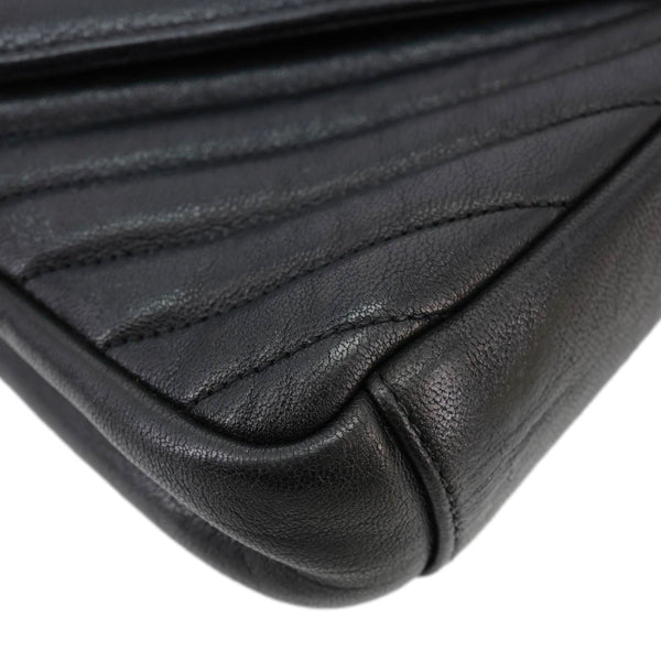 YVES SAINT LAURENT Medium Matelasse Chevron Leather Patchwork College Bag Black