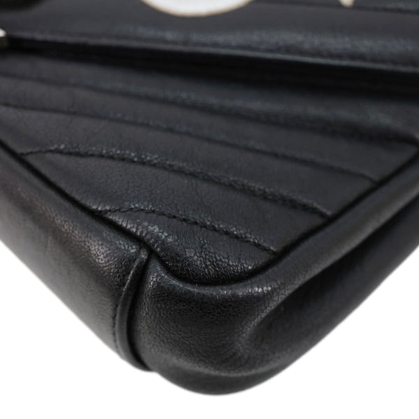 YVES SAINT LAURENT Medium Matelasse Chevron Leather Patchwork College Bag Black