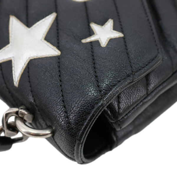 YVES SAINT LAURENT Medium Matelasse Chevron Leather Patchwork College Bag Black
