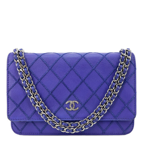 CHANEL Fancy CC Quilted Calfskin Leather Wallet On Chain Bag Royal Blue