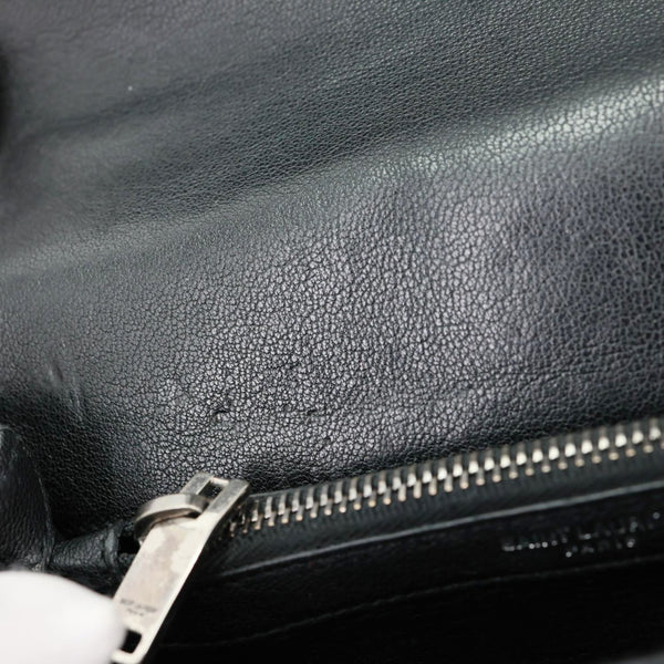 YVES SAINT LAURENT Medium Matelasse Chevron Leather Patchwork College Bag Black