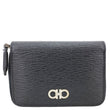 SALVATORE FERRAGAMO Gancini Textured Leather Card Case Black