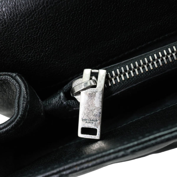 YVES SAINT LAURENT Medium Matelasse Chevron Leather Patchwork College Bag Black