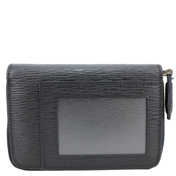 SALVATORE FERRAGAMO Gancini Textured Leather Card Case Black