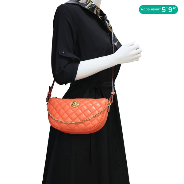 VERSACE La Medusa Body Quilted Leather Crossbody Bag Red