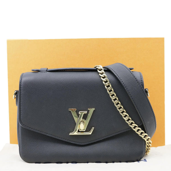 LOUIS VUITTON Lockme Oxford Grained Leather Crossbody Bag Black