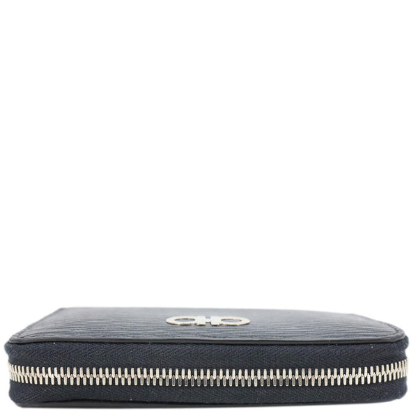 SALVATORE FERRAGAMO Gancini Textured Leather Card Case Black