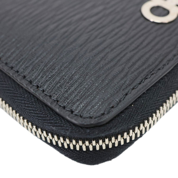 SALVATORE FERRAGAMO Gancini Textured Leather Card Case Black