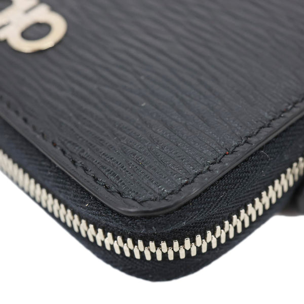 SALVATORE FERRAGAMO Gancini Textured Leather Card Case Black