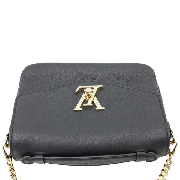 LOUIS VUITTON Lockme Oxford Grained Leather Crossbody Bag Black