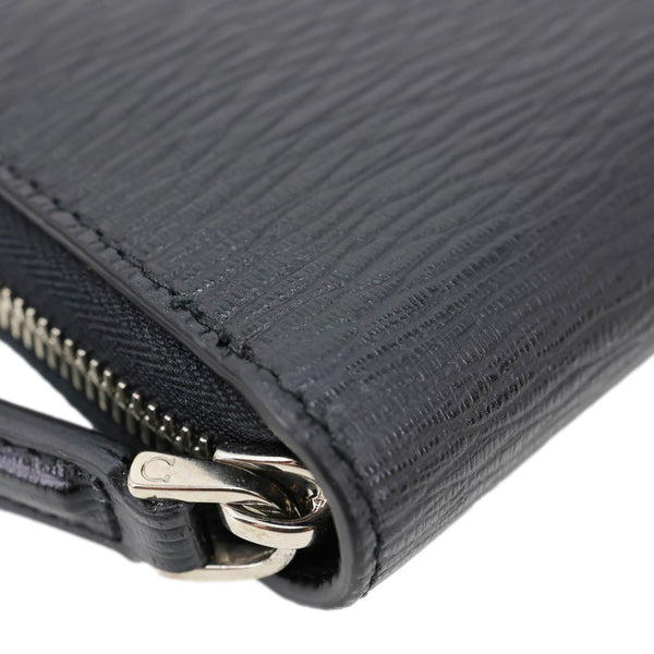 SALVATORE FERRAGAMO Gancini Textured Leather Card Case Black