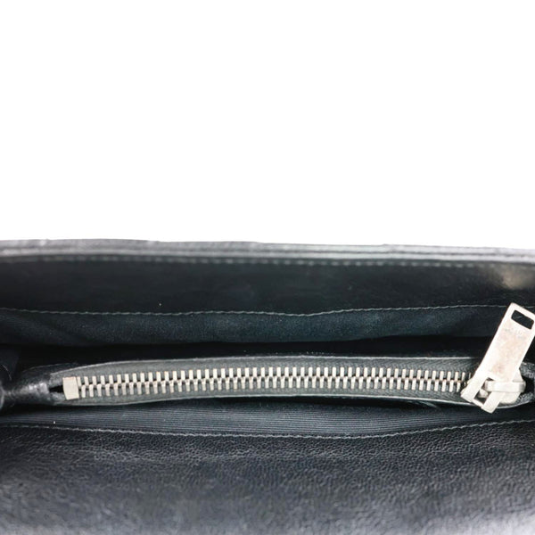 YVES SAINT LAURENT Medium Matelasse Chevron Leather Patchwork College Bag Black