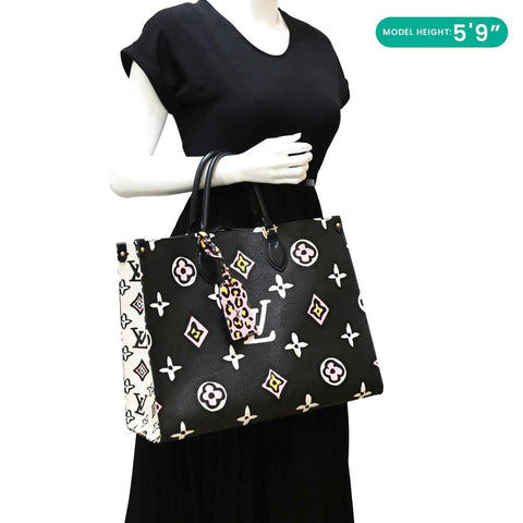 LOUIS VUITTON Onthego GM Wild At Heart Monogram Giant Canvas Tote Bag Black