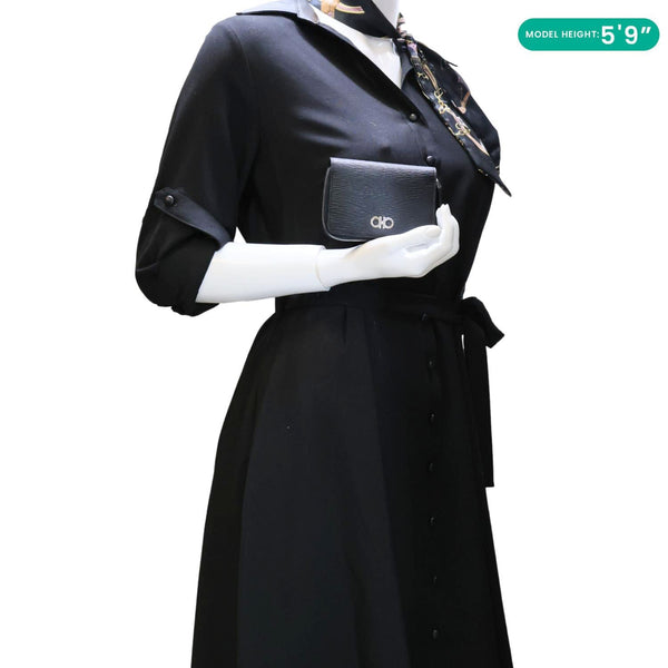 SALVATORE FERRAGAMO Gancini Textured Leather Card Case Black