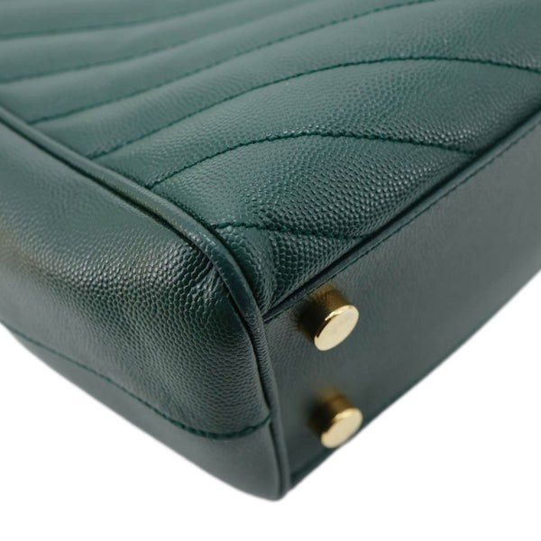 YVES SAINT LAURENT Matelasse Chevron Leather Monogram Shopping Bag Green
